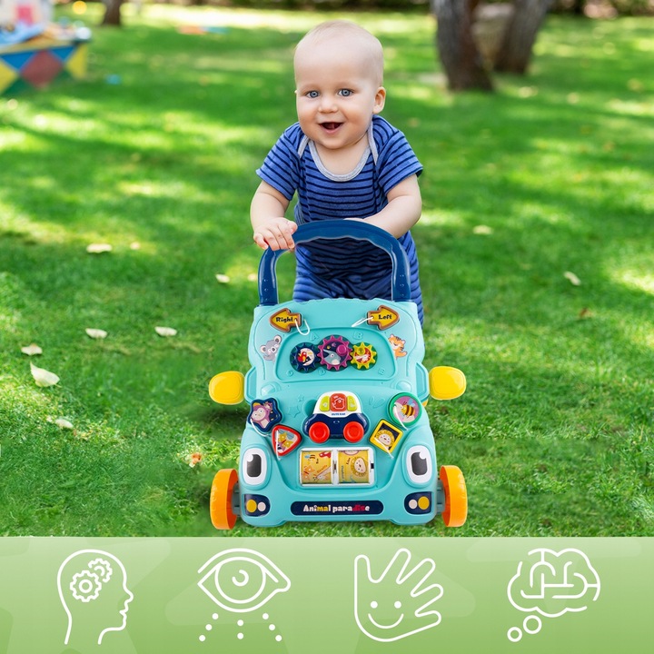 CHODZIK PCHACZ AUTKO ZABAWKA EDUKACYJNA INTERKATYWNA SORTER RUCHOME KLOCKI