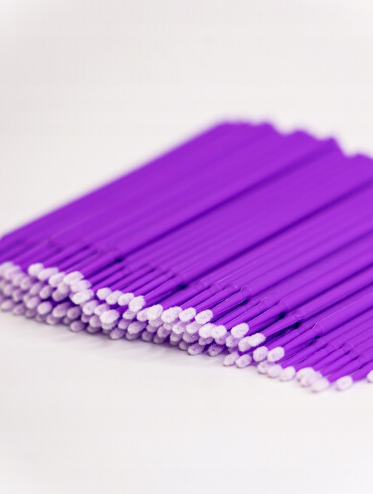 MIKRO APLIKATORY DO RZĘS BEZWŁÓKIENKOWE FIOLETOWE 100 szt