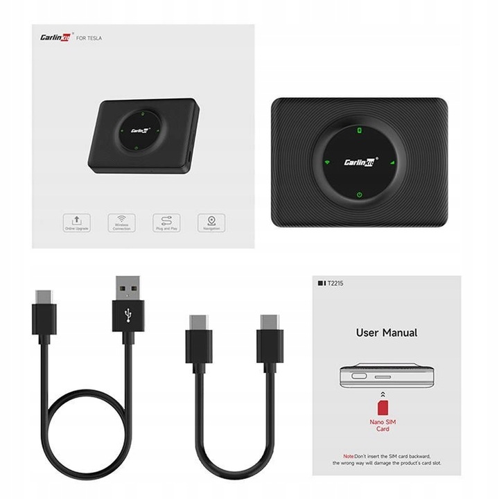 Carlinkit T2C Bezprzewodowy Adapter Android Auto Carplay Bluetooth Tesla