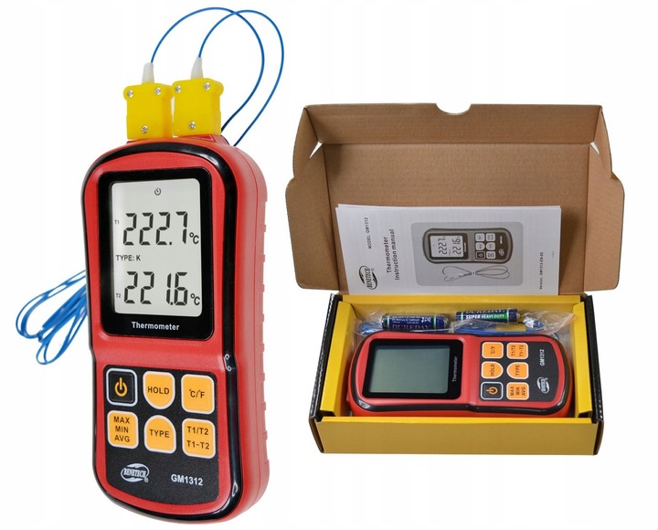 CYFROWY TERMOMETR 2x TERMOPARA TYPU K -50 do 1372