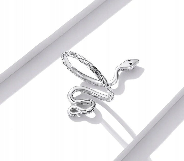 Srebrny pierścionek WĄŻ żmija cyrkonie regulowany s925 +pudełko