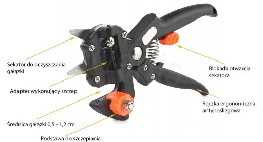 NOŻYCE SEKATOR do SZCZEPIENIA DRZEW KRZEWÓW WINOGRON OKULIZACJA + TAŚMA