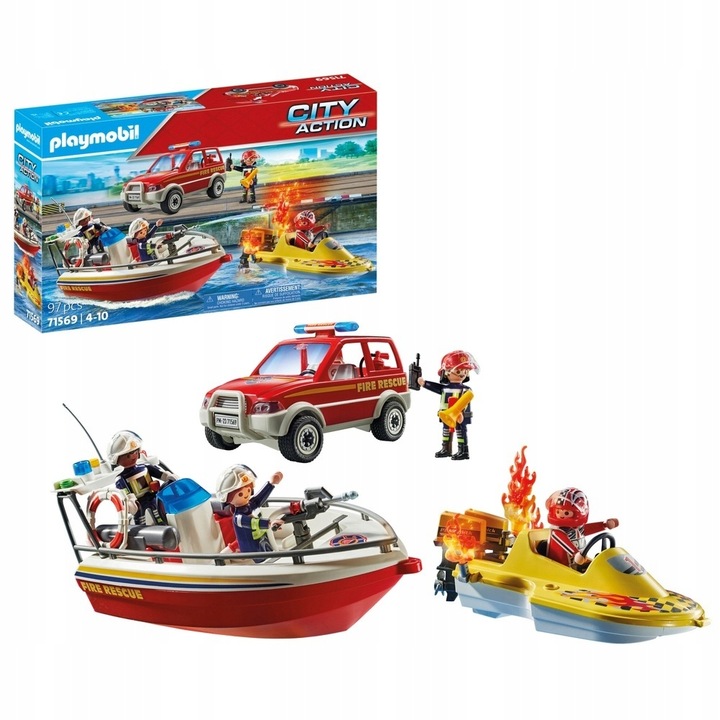 Playmobil 71569 Akcja strażacka w mieście z łodzią motorową