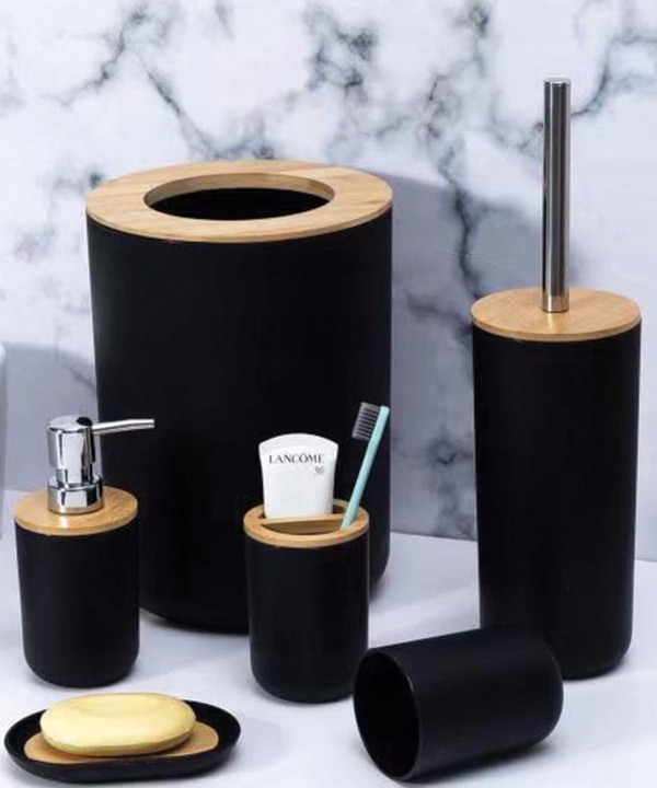 Zestaw łazienkowy akcesoriów łazienkowych 6 elementów kosz szczotka do WC