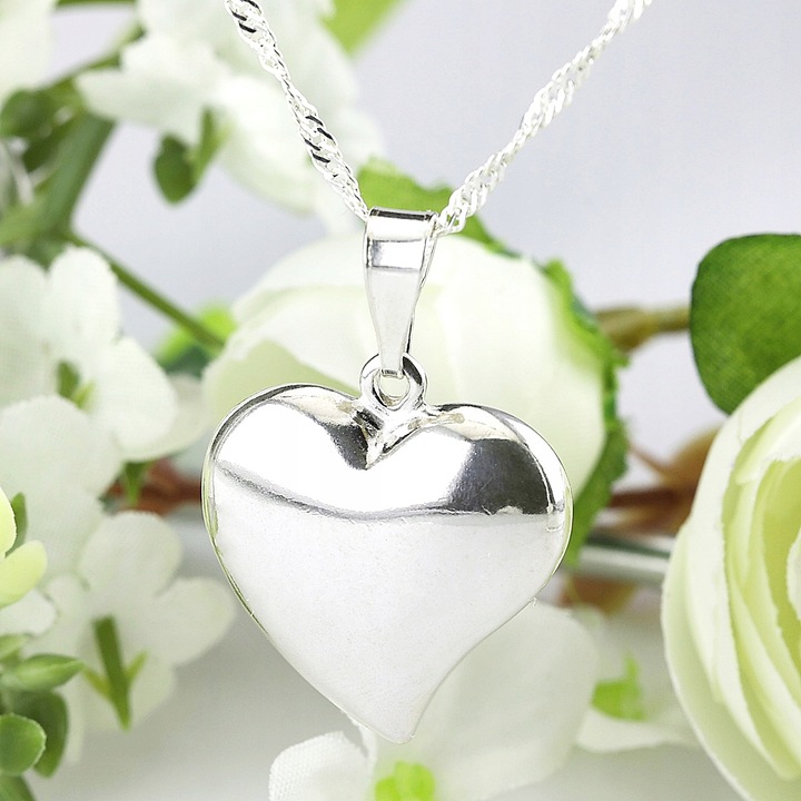 WYJĄTKOWE SERDUSZKO Z ŁAŃCUSZKIEM SINGAPUR DŁUGOŚĆ 45 CM SREBRO PRÓBY 925