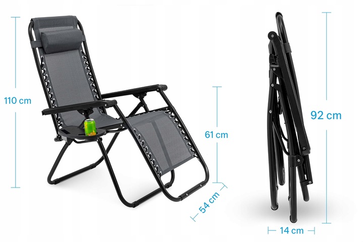 LEŻAK OGRODOWY Z PODNÓŻKIEM OGRODOWY PLAŻOWY AUTOMAT ZERO GRAVITY PÓŁKA