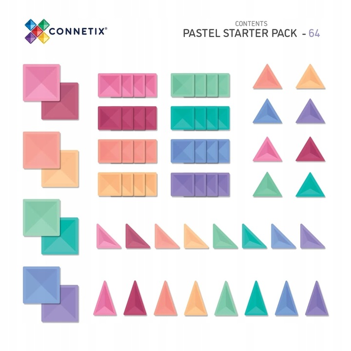 Pastelowy Zestaw Startowy Klocki Magnetyczne Pastel Starter Pack Connetix