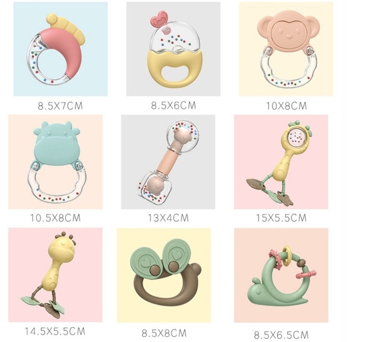 Zestaw Grzechotek Dla Niemowląt Gryzaki Walizka Wieloryb Kuferek Ząbkowanie