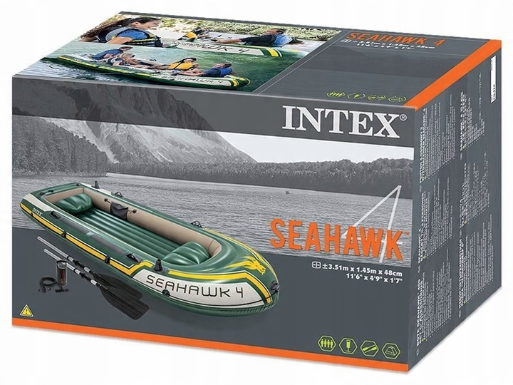 PONTON WĘDKARSKI INTEX SEAHAWK 4-0S + 2 WIOSŁA POMPKA 351cm