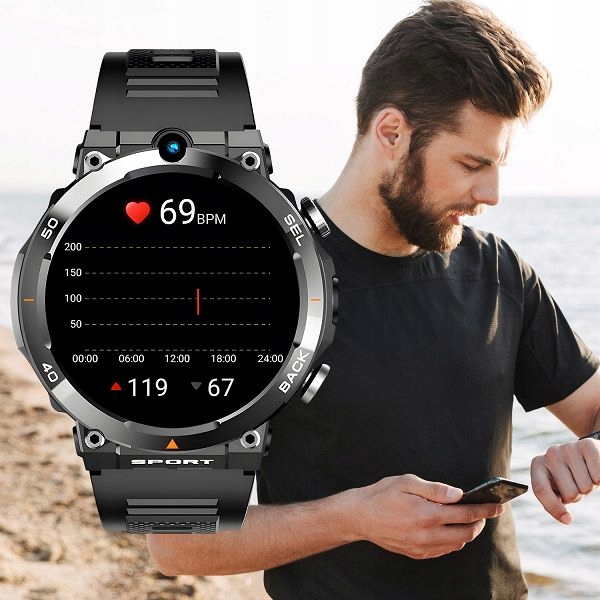 SMARTWATCH ENTER AiWATCH WIELOFUNKCYJNY GOOGLE PLAY POLSKIE MENU - CZARNY