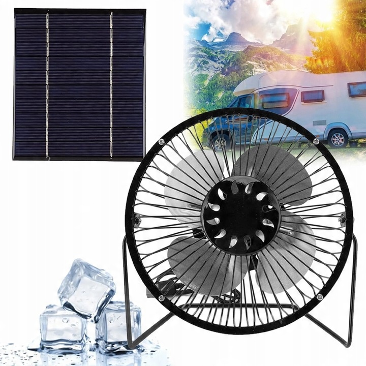WENTYLATOR + PANEL SOLARNY SŁONECZNY 5W 6V Do kemping