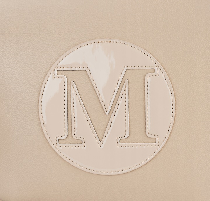 MONNARI Torebka na ramię LISTONOSZKA Pojemna PASEK LOGO PREMIUM Beżowa