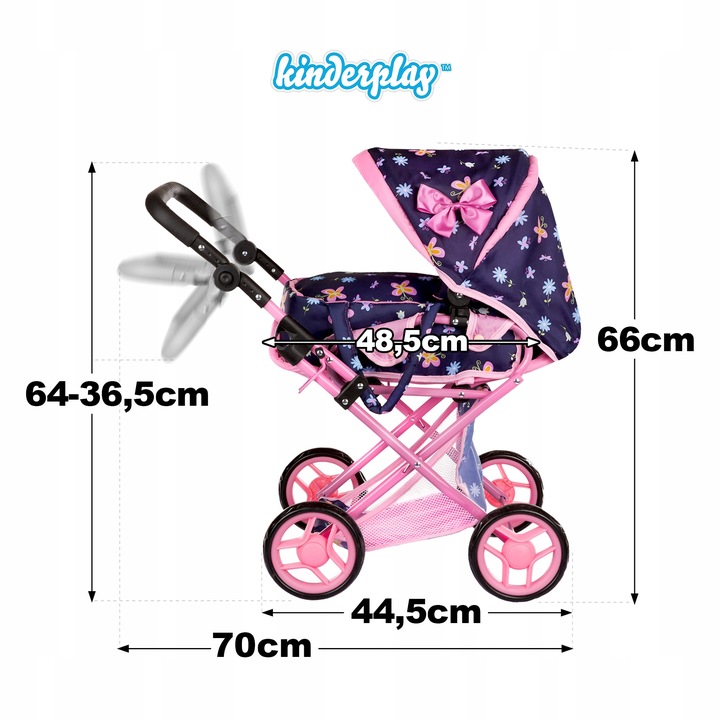 WÓZEK DLA LALEK GŁĘBOKI SPACERÓWKA GONDOLA 3w1 KINDERPLAY TORBA POŚCIEL