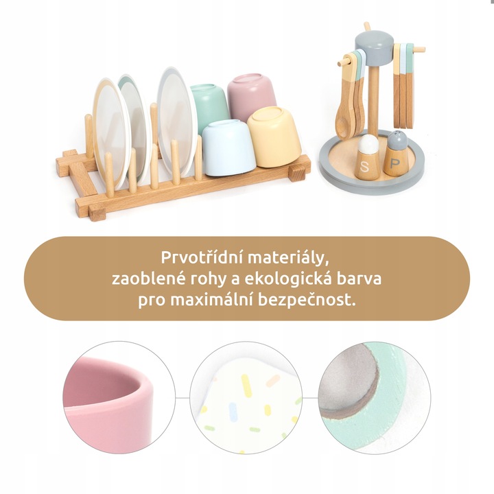 UMU Zestaw naczyń drewnianych dla dzieci 28 szt.