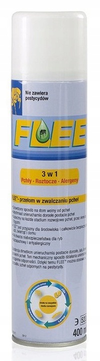 SPRAY NA PCHŁY ROZTOCZA PASOŻYTY niszczy alergeny w domu Flee 400 ml