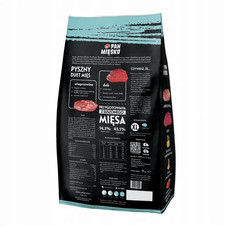 Pan Mięsko sucha karma dla psa Wieprzowina z dzikiem chrupki XL 9kg