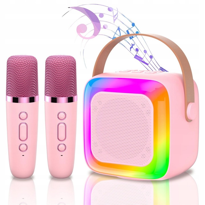 2 MIKROFONY USB JACK GŁOŚNIK PRZENOŚNY ZESTAW DO KARAOKE RGB BLUETOOTH