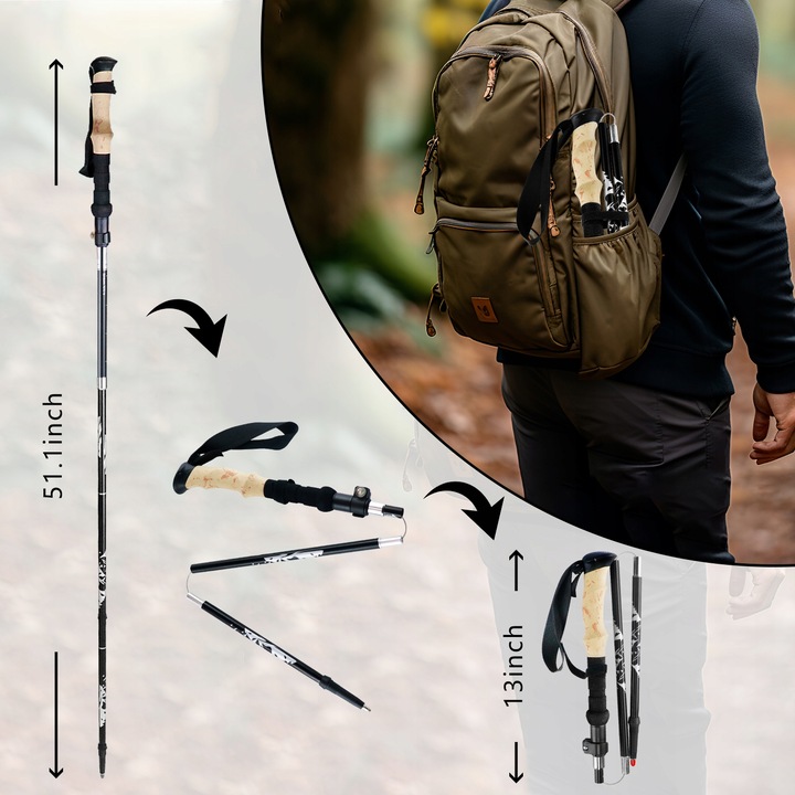 KIJE TREKKINGOWE SKŁADANE KIJKI W GÓRY DO TURYSTYCZNE REGULOWANE ALUMINIOWE