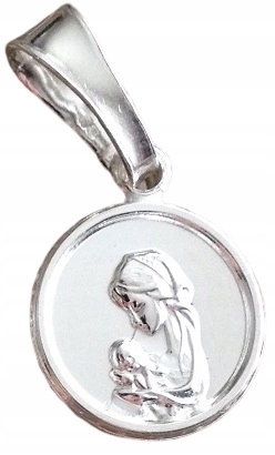 Łańcuszek srebrny medalik Matka Boska z Dzieciątkiem (na PREZENT Komunia)