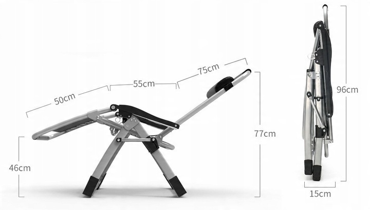 LEŻAK OGRODOWY FOTEL PODUSZKA PLAŻOWY TURYSTYCZNY ROZKŁADANY WYGODNY MOCNY