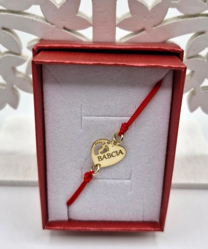 BRANSOLETKA SREBRO ZŁOCONE SERCE STÓPKI GRAWER