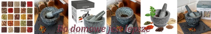 moździerz kuchenny do przypraw pieprzu z tłuczkiem Granitowy prezent trwały