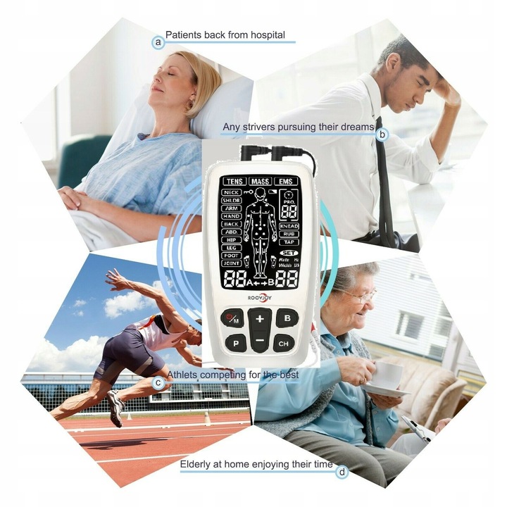 ELEKTROSTYMULATOR Mięśni RoovJoy TENS EMS MASS USB