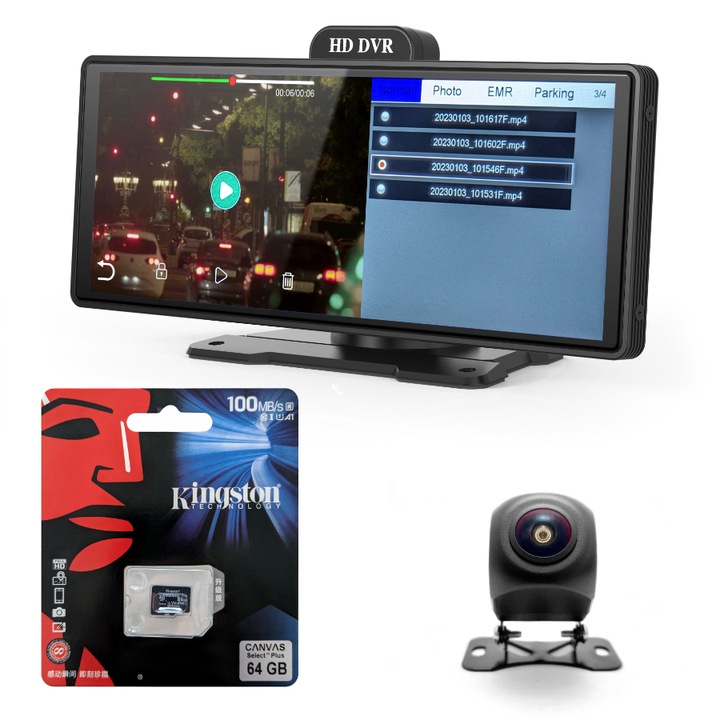 RADIO STACJA MULTIMEDIALNA MONITOR APPLE CARPLAY ANDROID AUTO DVR 2 KAMERY