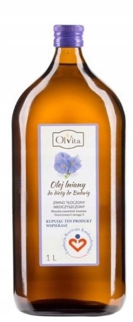 Olvita, Olej lniany, do diety dr Budwig, zimno tłoczony, 1 Litr