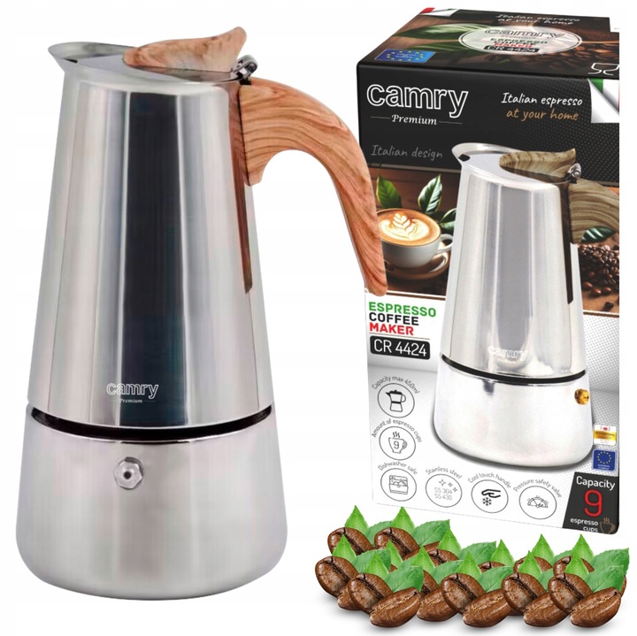 Kawiarka Zaparzacz do kawy 450ml Działa na indukcji, Gaz, Stalowa Camry