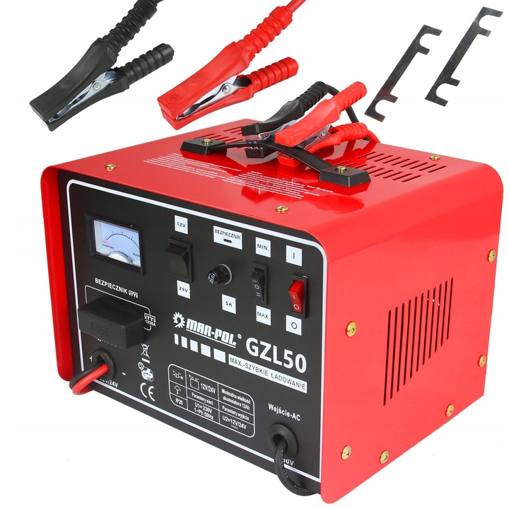 PROSTOWNIK ŁADOWARKA DO SAMOCHODÓW GZL-50 12V/24V SZYBKIE ŁADOWANIE 50A