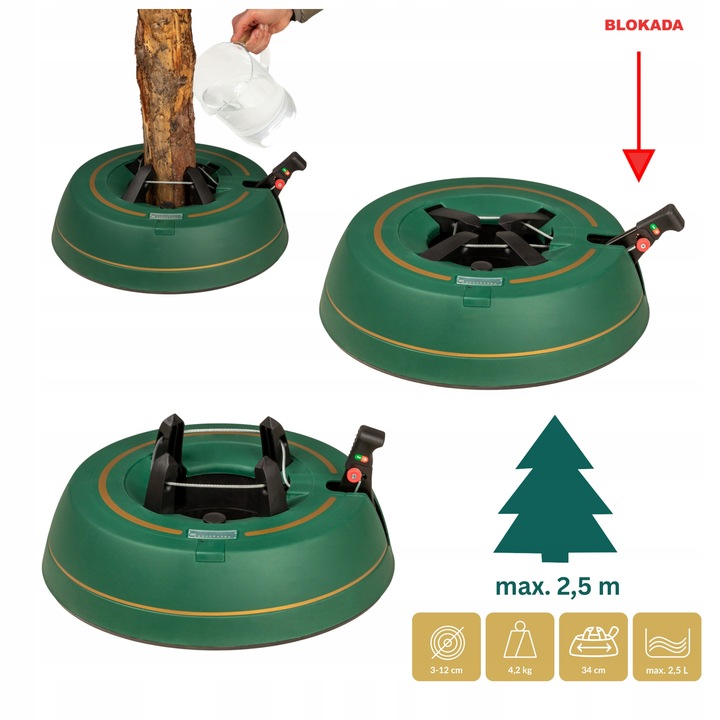 Stojak choinkowy KAMAI SELECT 2 do drzewka 2,5m ze wskaźnikiem wody