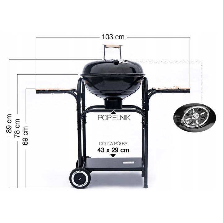 Grill węglowy Mirpol 43 x 43 cm