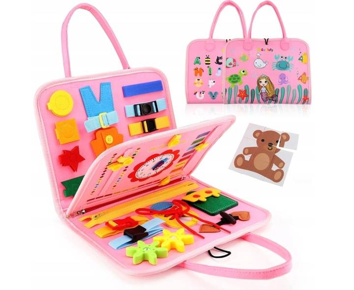 Tablica manipulacyjna SENSORYCZNA edukacyjna kreatywna dla dzieci ZEGAR