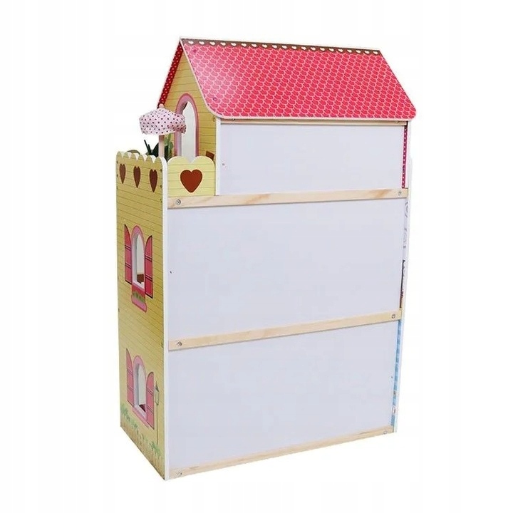Domek dla LALEK duży DREWNIANY zestaw MEBELKI DOM 3 piętra 90 cm