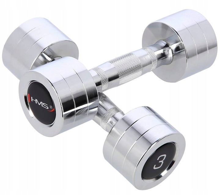 HMS Zestaw Hantle Hantelki Chromowane Do Ćwiczeń Treningu Siłowego 2x3 kg