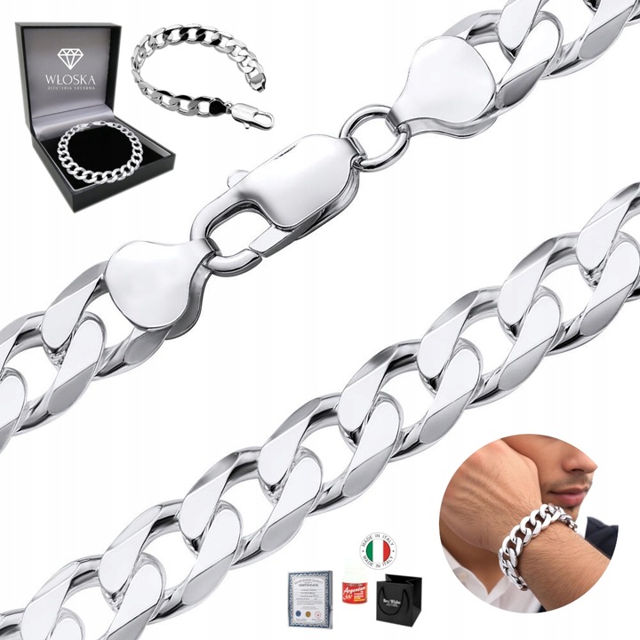 Bransoletka Srebrna Męska Pancerka SREBRO 925 Diamentowana 6mm Prezent