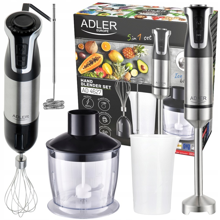 BLENDER RĘCZNY MIKSER 20 PRĘDKOŚCI TURBO 1800W ROZDRABNIACZ LODU SPIENIACZ