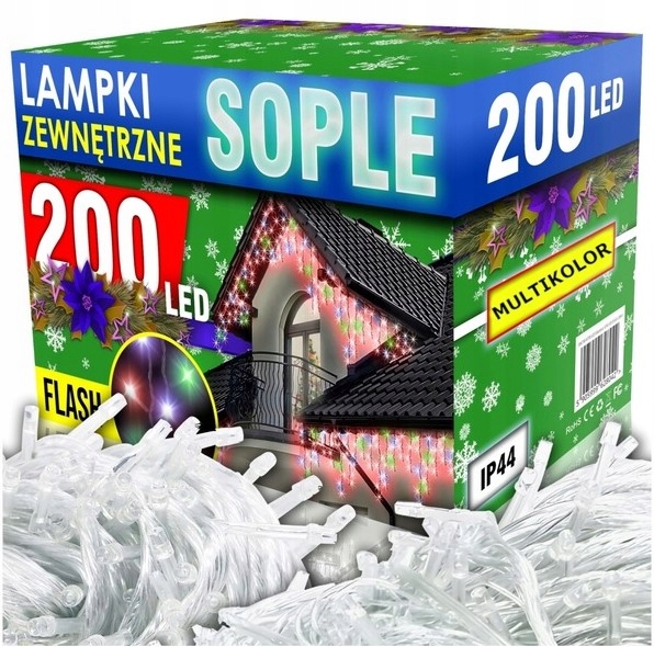 SOPLE FLASH 200 LED ZEWNĘTRZNE MULTIKOLOR CHOINKOWE lampki