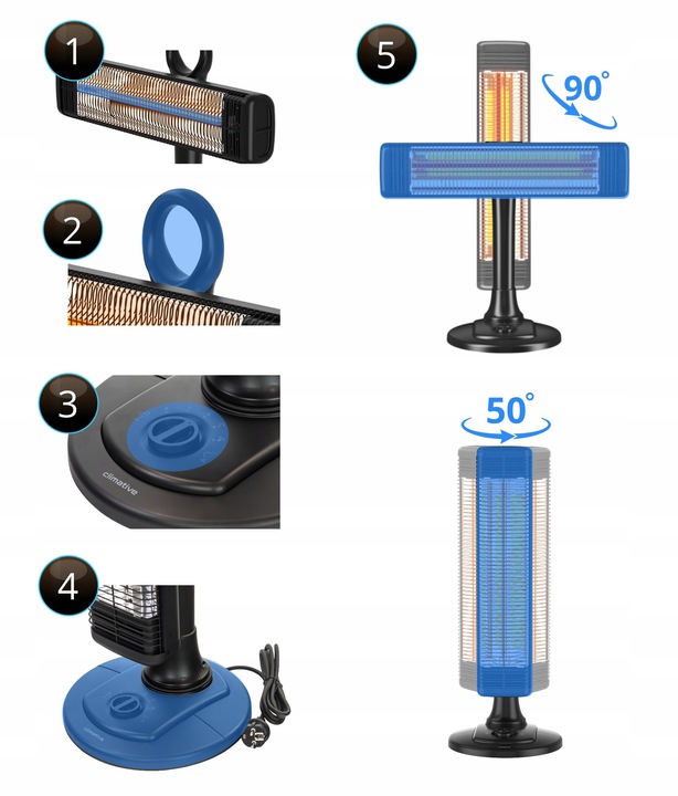 Promiennik Podczerwieni Tarasowy FIX 1000W Oscylacja Pionowy i Poziomy
