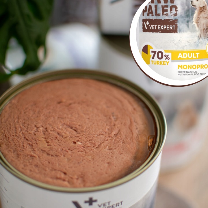 Mokra karma dla psów dorosłych indyk Raw Paleo 12 x puszka 800g