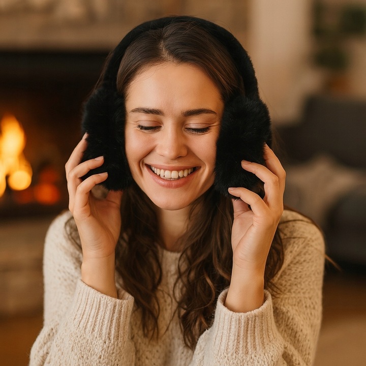 Nauszniki jesienne zimowe ciepłe ochronne puchate pluszowe na uszy opaska