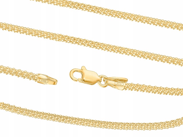 Krótki Srebrny Pozłacany Gruby Damski Łańcuszek Popcorn 2mm Coreana 42cm