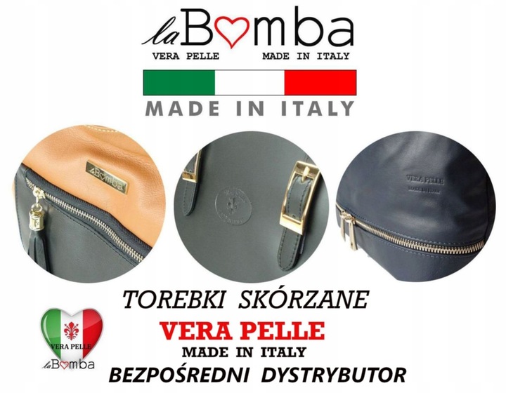 Duży włoski kufer Vera Pelle skórzana pojemna torba A4 Czekoladowa