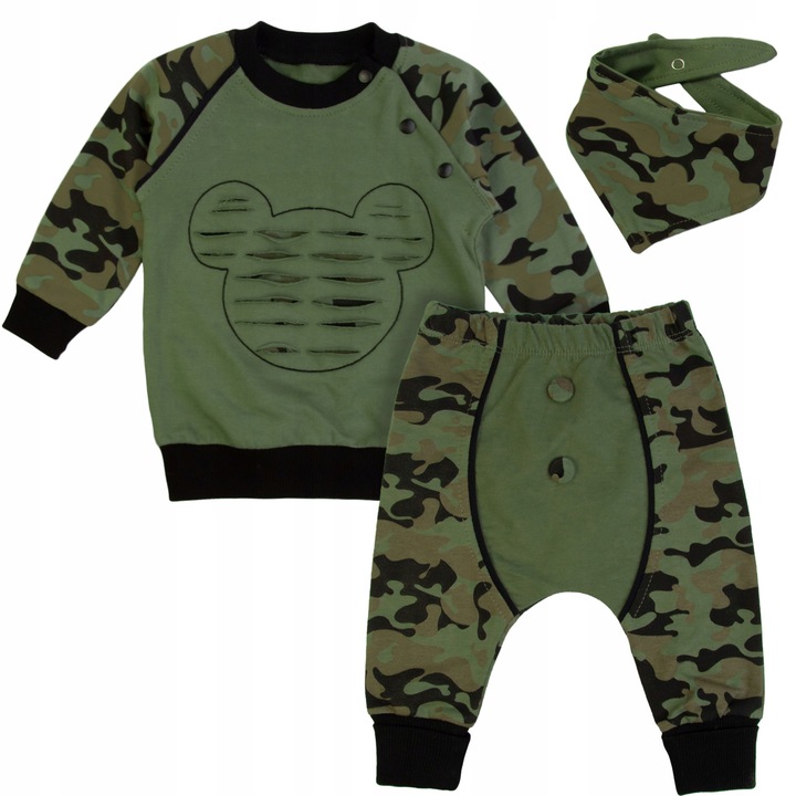 KOMPLET niemowlęcy spodnie bluza apaszka MORO 68