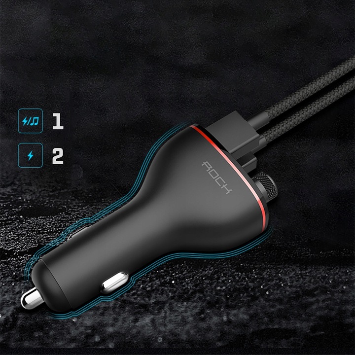 ROCK B300 TRANSMITER FM BLUETOOTH+ŁADOWARKA 2xUSB