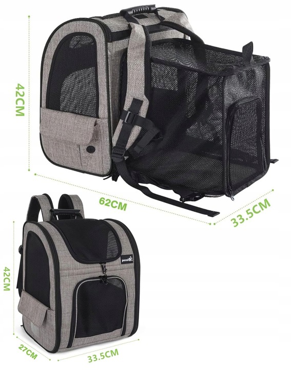 TRANSPORTER DLA KOTA PSA PLECAK TORBA Z OTWORAMI WENTYLACYJNYMI ROZKŁADANY