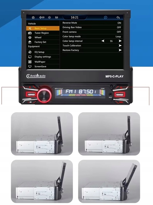 RADIO SAMOCHODOWE BT 1 DIN 7" DOTYKOWE ANDROID 13 WIFI APPLE CARPLAY KAMERA