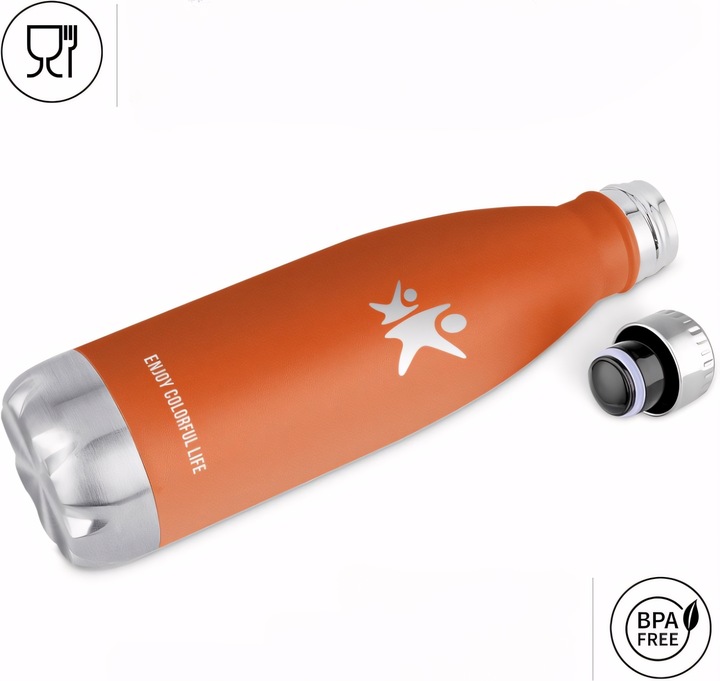 Termos Kubek Termiczny na Kawę Herbatę Stalowy Szczelny Pomarańczowy 350ml