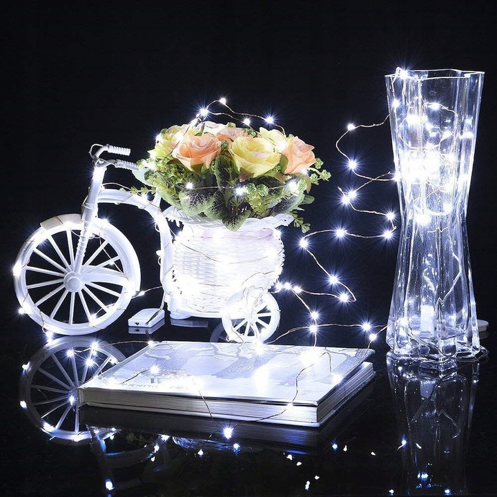 LAMPKI DRUCIKI 300 LED MIKRO BIAŁY ZIMNY PILOT OŚWIETLENIE 33m PROGRAMATOR